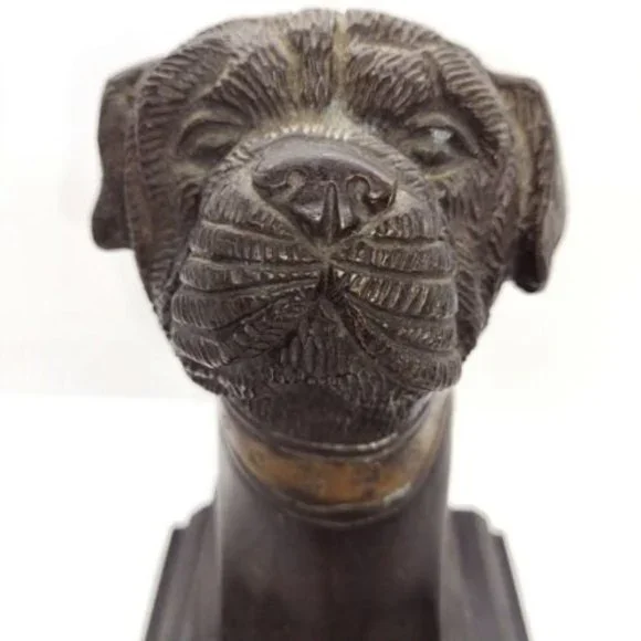 English Bronze Bulldog statue heavy Bookend Figure Decor Dog Head